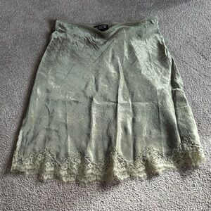 J. Crew Gwen Sage Green Skirt with Lace Detail XS